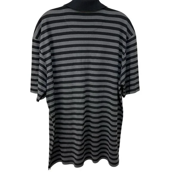 Tommy Bahama Polo Shirt Men’s Size Large Silk Blend Stripes Black and Gray - Picture 5 of 6
